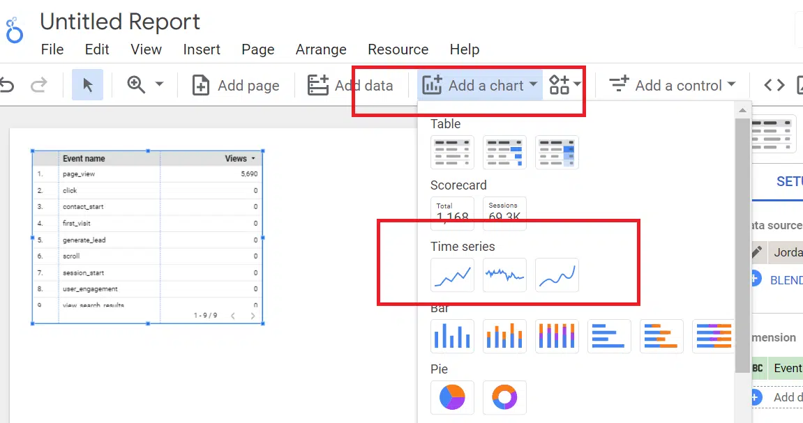 Add a chart - time series