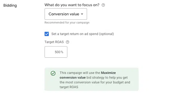 Bidding Set Target Return On Ad Spend Google Ads